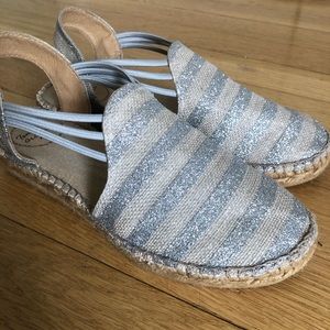 Toni Pons Silver and Natural Stripe Espadrille